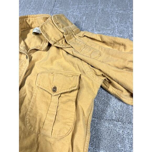 Vintage LL Bean Freeport Maine Mustard Yellow Womens Button Down Camp Shirt 10 - Picture 3 of 7